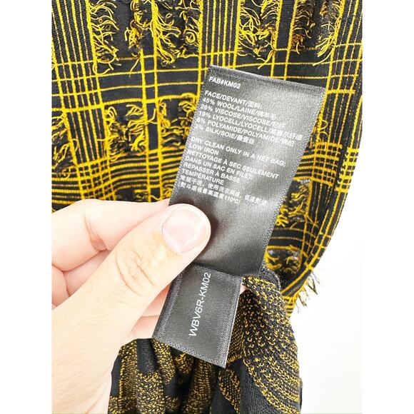 Lafayette 148 New York Fringed Plaid Mock Neck Sweater Dress Small - Picture 6 of 9